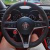Pour Giulia Stelvio 2015-2018 Pièces Auto Housse de Volant de Voiture en Daim Antidérapante de Haute Qualité Cousue à la Main