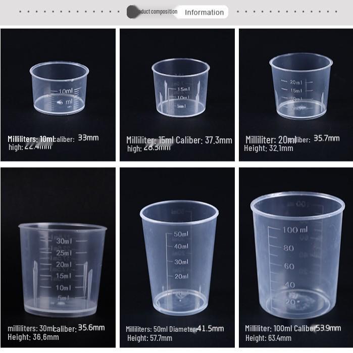 Graduated Plastic Measuring Beaker Set: 20ml to 3000ml