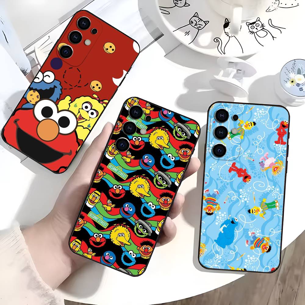 S-Sesame S-Street C-Cookie Elmo Phone Case For Samsung S25,S24,S21,S22,S23,S30,Ultra,S20,Plus,Fe,Lite,Soft Black Cover