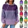 Stickad huvtröja för damer - Långärmad tröja med ficka, ledig lös passform för dagligt bruk/utomhus