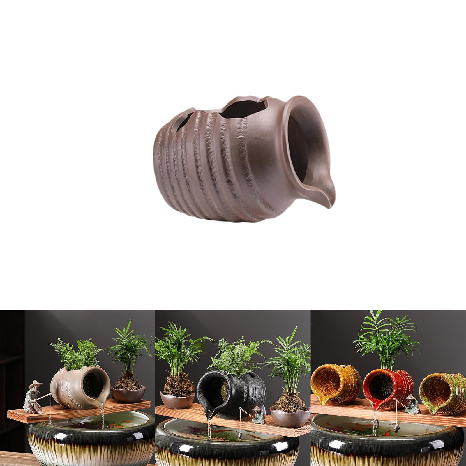 Керамический циркулирующий фонтанный сосуд, открытый резервуар для воды, декоративный аквариум, пещера, аксессуар для домашнего офиса коричневый