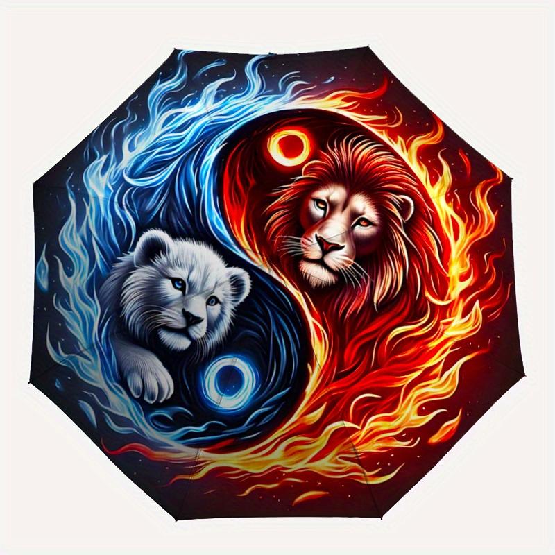 1pc Yin Yang Lions Automatic Opening and Closing Umbrella - Suitable for Various Occasions, Outdoor Activities, Lightweight and Durable Automatic