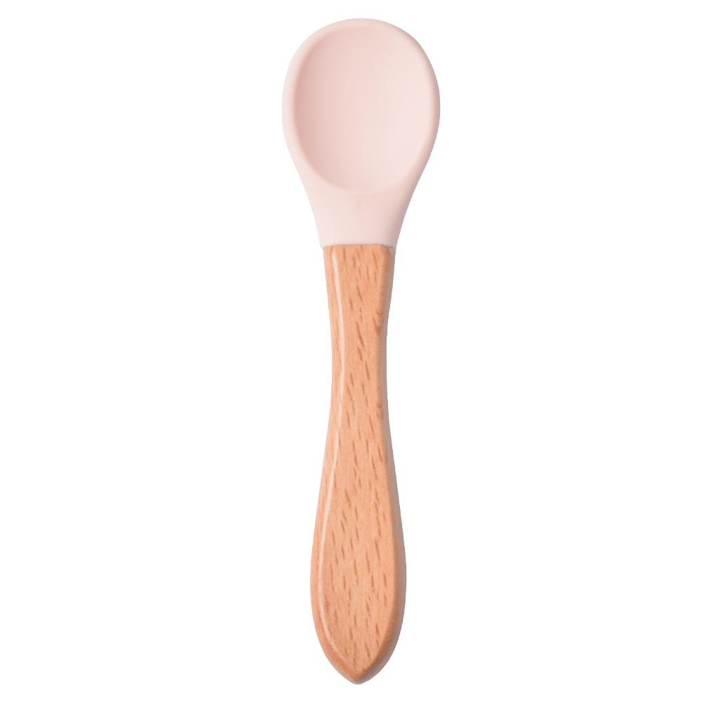 Silicone Baby Bowl & Spoon Set with Wooden Handle and Suction Cup