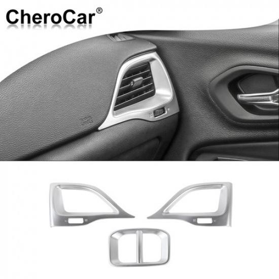 Dashboard Side & Rear Air Vent Outlet Cover Decor Trim For Jeep Cherokee Sliver