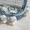 Polar Bear Flocking Animal Plush Keychain AirPod Phone Strap