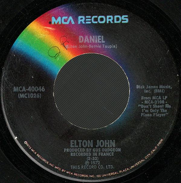 

7inch Record ELTON JOHN - Daniel MCA40046 MCA Records 1973 US Rock Used
