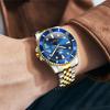 Gold Silver Popular Waterproof Olevs Watch Blue Analog Quartz Business Watch Blue Stylish Stainless Steel Watch Date Simple Large Dial Watch Fashion