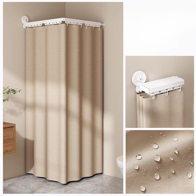 Foldable Shower Curtain Waterproof Bath Room Partition Shower Wet And Dry Separation Suction Cup Bathroom Decor