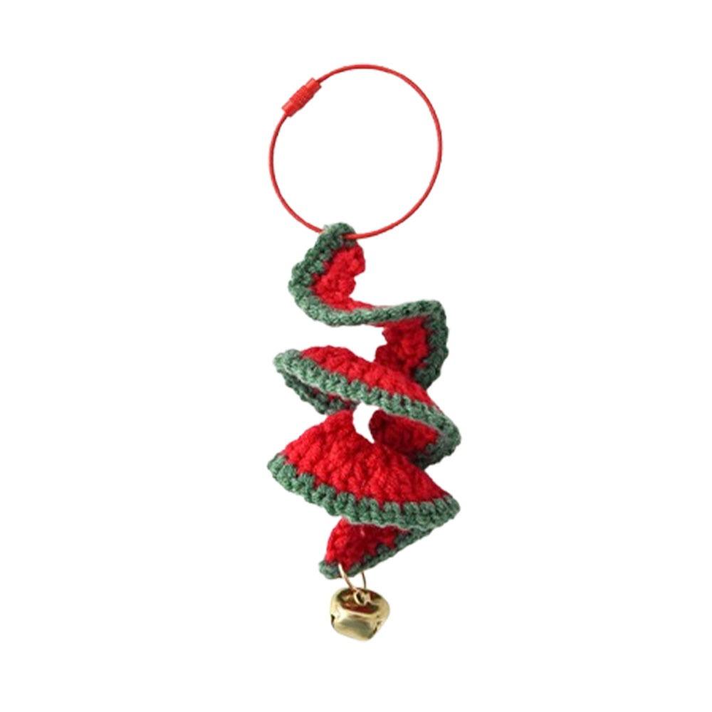 Yarn Weaving Christmas Hanging Ornament Handmade Knitted Cartoon Christmas Tree Bell Snowflake Bell Xmas Tree Pendant