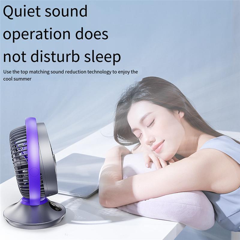 ABGR-3000Mah Rechargeable Desk Fan,Portable Table Air Circulator Fan For Whole Room- 6 Speeds,360° Tilt Easy Install Easy To Use
