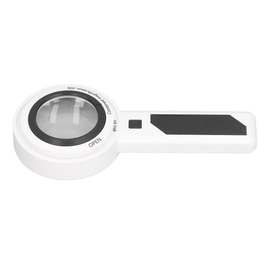 Handheld Magnifying Glass 8X 5X 20X 3 Lighting Modes 26 LEDs Portable Optical Lens Magnifier for