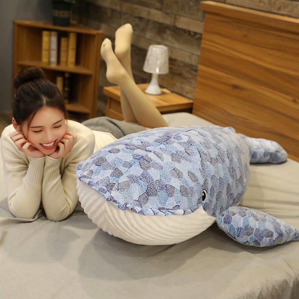 Giant Dimension Whale Plush Toy Blue Sea Animals Stuffed Toy Huggable Shark Gentle Animal Pillow Children Present