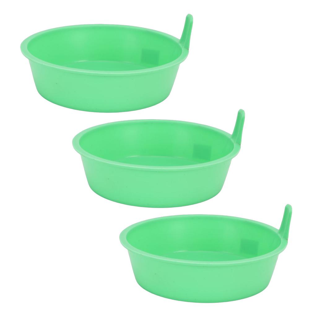 3 Pcs Feed Pan Thickened PP Plastic Round Livestock Feeder Bucket with Handle for Chicken Duck Goose