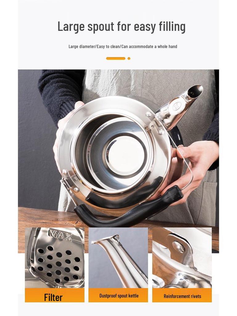 Stainless Steel Whistling Kettle for Induction & Gas Stoves - Large Capacity