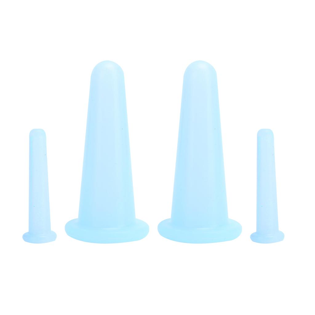 4 Stück Silikon Massagebecher Feuchtigkeitsabsorptionsglas Gesichts Schröpfbecher Körper Gesundheitspflege Blau 2 Groß 2