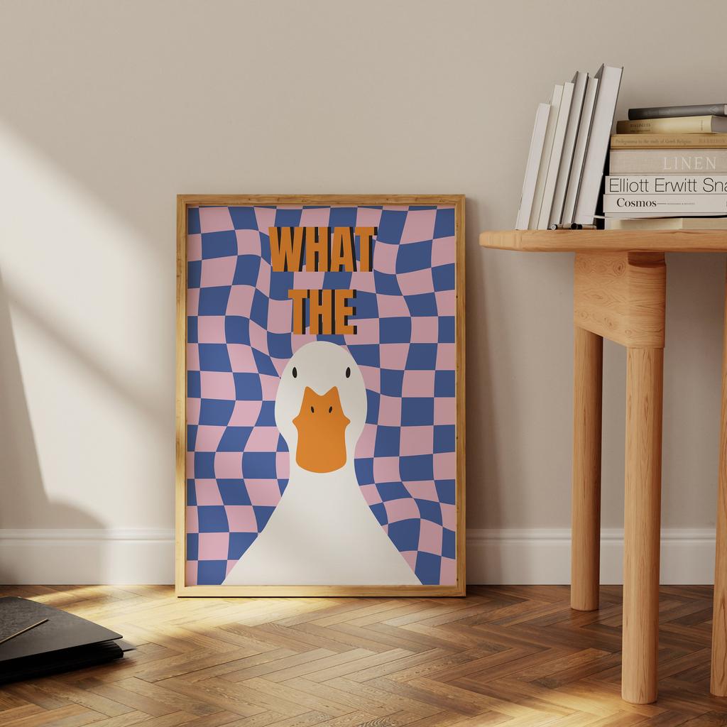 What the Duck Print Art Picture Funny Cute Animal Canvas Posters Modern Wall Painting for Bathroom Bedroom Dorm Decor