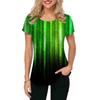 Summer Round Neck 3D Gradual Glitter Print Top Fashionable Casual Short Sleeved Women's T-shirts
