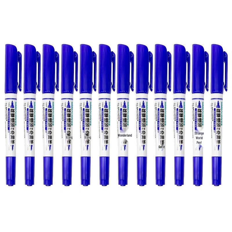 Lion Dual-Tip Oil-Based Marker Pen (12-Pack) синий
