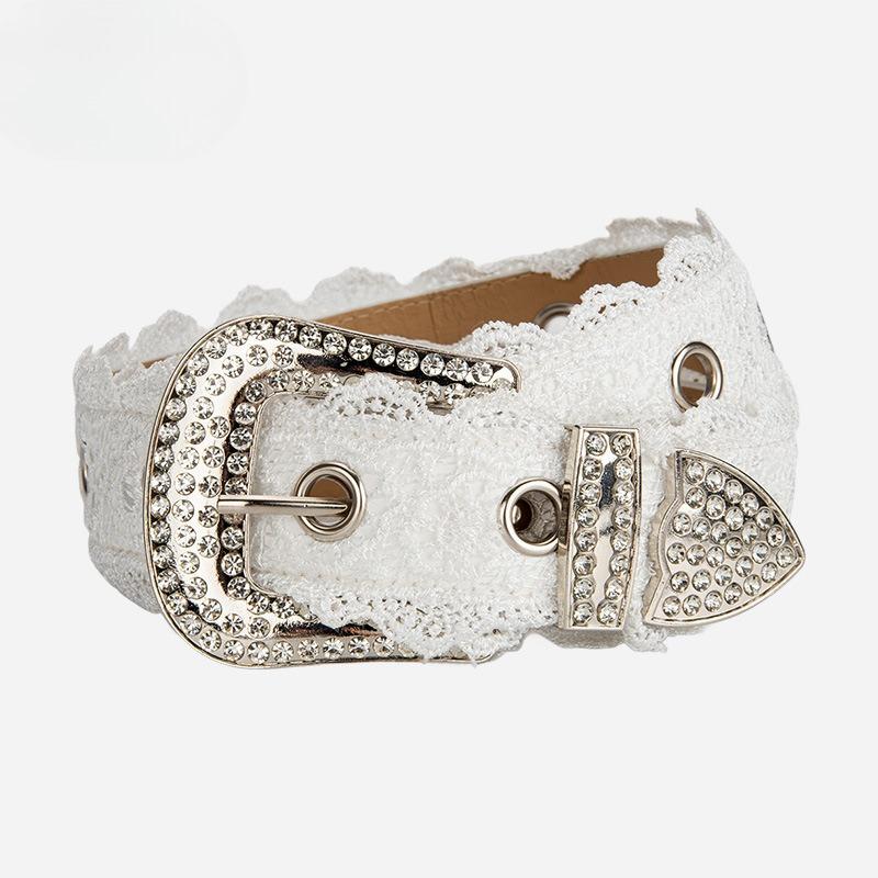 

Модный и милый новый китайский стиль Y2K кружевной женский ремень украшение платье брюки заклепки стразы аксессуары для ремня 105cm