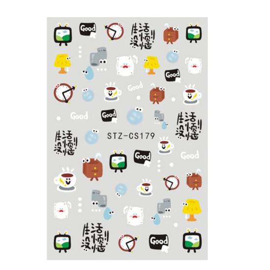 

2 шт. наклейки для ногтей с героями мультфильмов, самоклеящиеся, не выцветающие, изысканный узор, сильная липкость, съемный декоративный ПВХ A