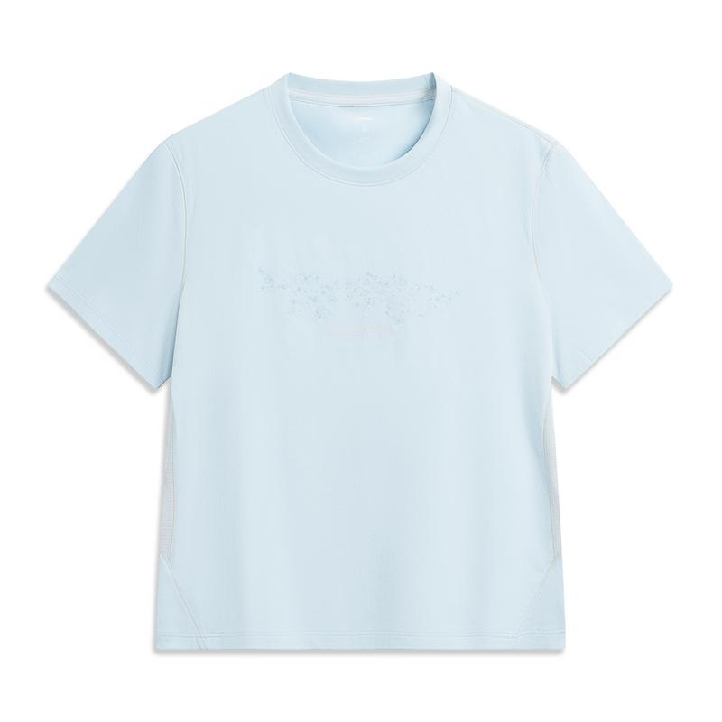 Li-Ning Outdoor CF Quick-Dry Cool Sun Protection Round Neck Short Sleeve T-Shirt Women tops Frost-Blue ATSW530-2 XS