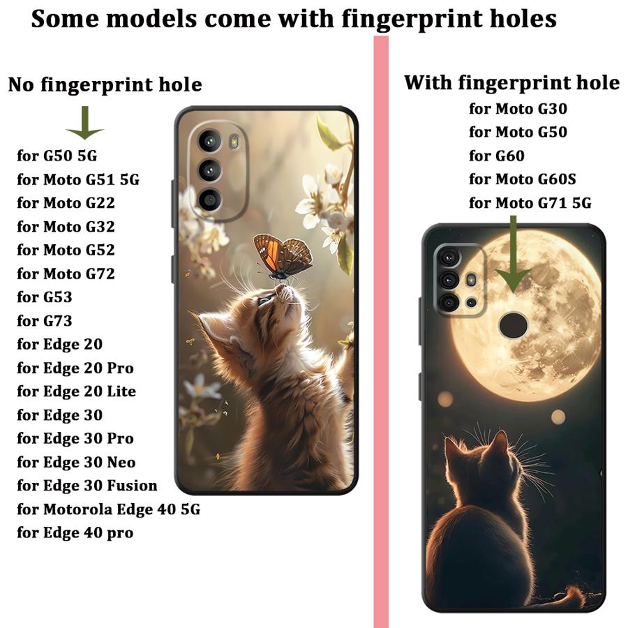 Cute Cat Case for Motorola Moto G51 G73 G32 G50 G52 G60s G53 G30 Edge 20 Pro 30 Lite G71 G22 Edge40 Phone Cover