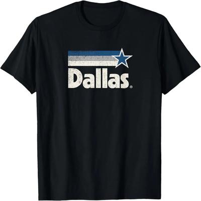 Vintage Dallas Teksas Miasto Silne Dallas TX Niebieskie Paski Gwiazda Koszulka,100% bawełna