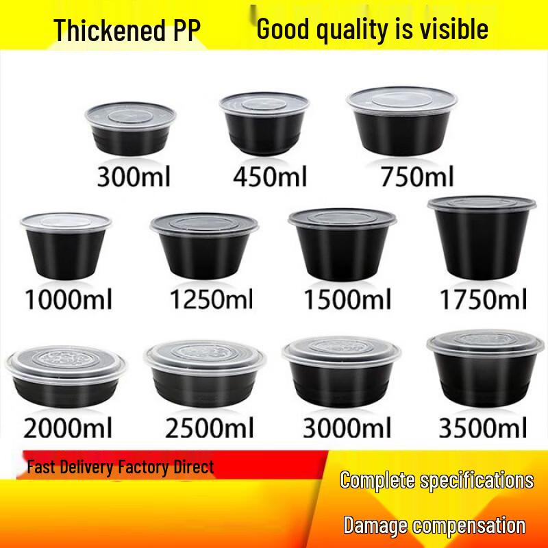 Baisili Disposable Black Plastic Takeout Containers with Lids