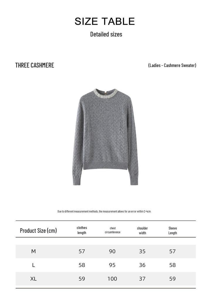 RX|2025 Light Luxury Cashmere Sweater: Women's Diamond Jacquard Round Neck Knitwear