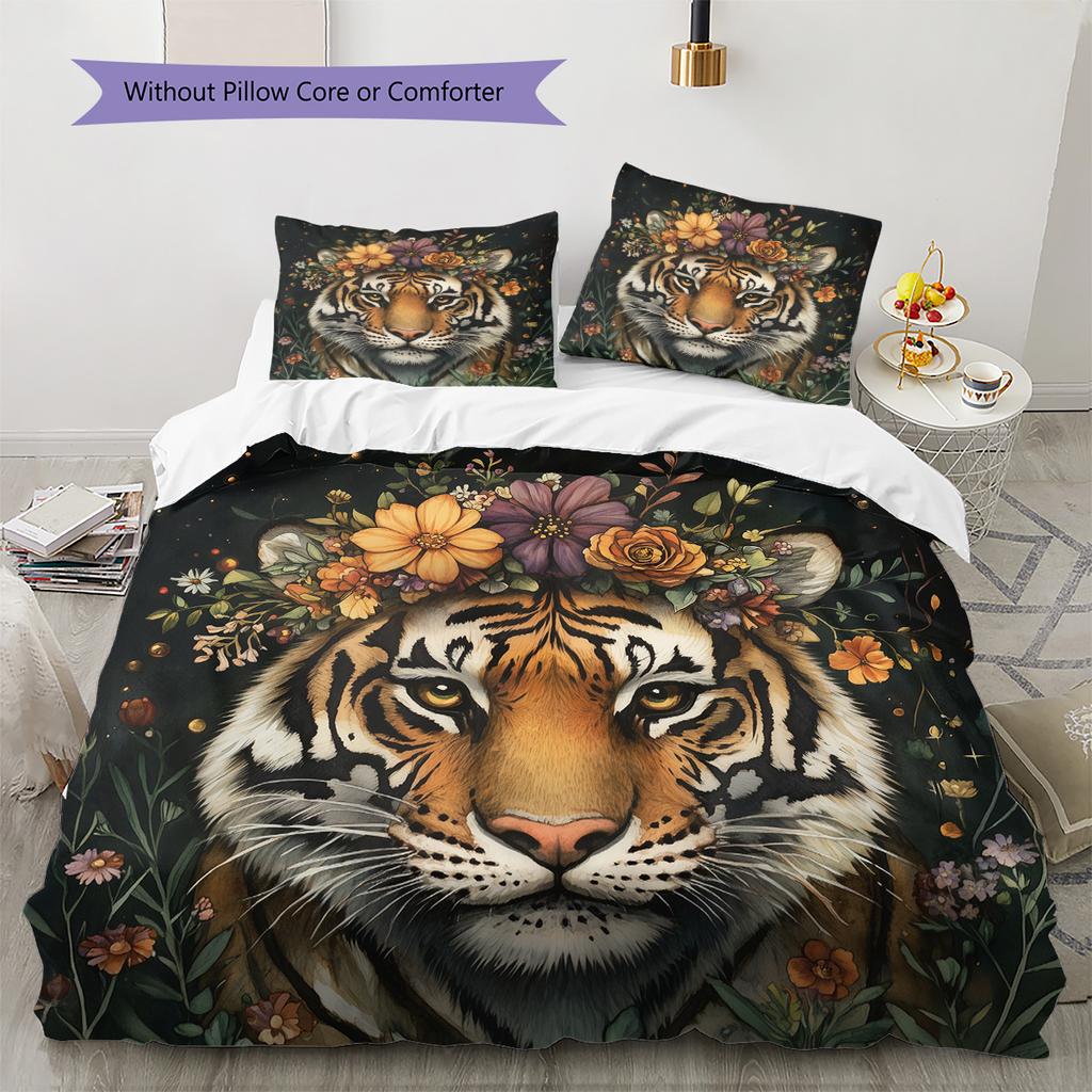 Vintage Animal Pattern Bedding Quilt Set Quilt Cover Pillowcase Home Decoration Gift (1 * Duvet Cover + 2 * Pillowcase, Without Core)