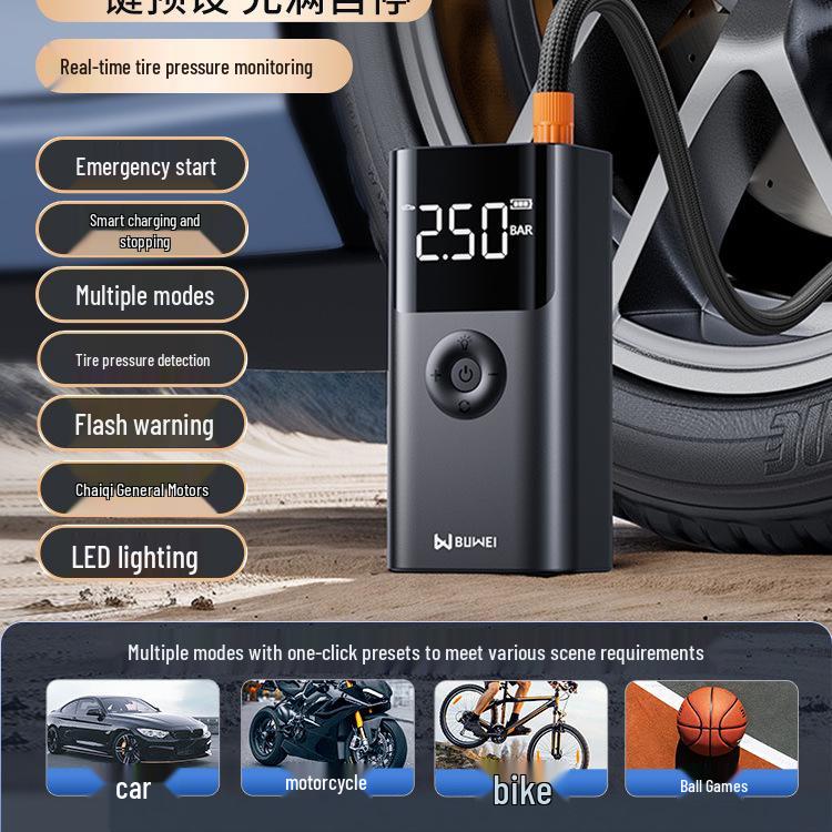 Car Emergency Power Supply & Tire Inflator with Built-in Backup Battery & Jumper Cables