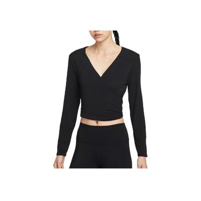 Short Slim Fit V-Neck Long Sleeve T-Shirt Women Tops Black HV3658-010