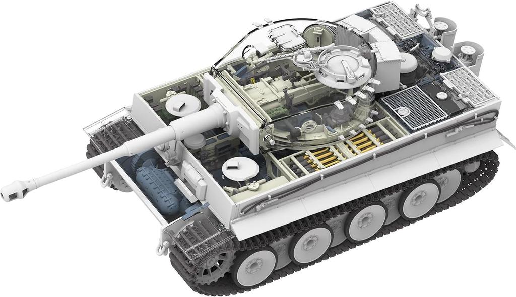 Ryefield Models German Tiger I Heavy Tank Full Interior Hull Workable Tracks Plastic Model Kit RFM5152 1/35 Mid-Production Clear/Standard Parts,