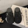 The inner height is increased, the woolen Birkenstocks are half-towed, and the women wear the new autumn and winter velvet one-pedal lazy cotton
