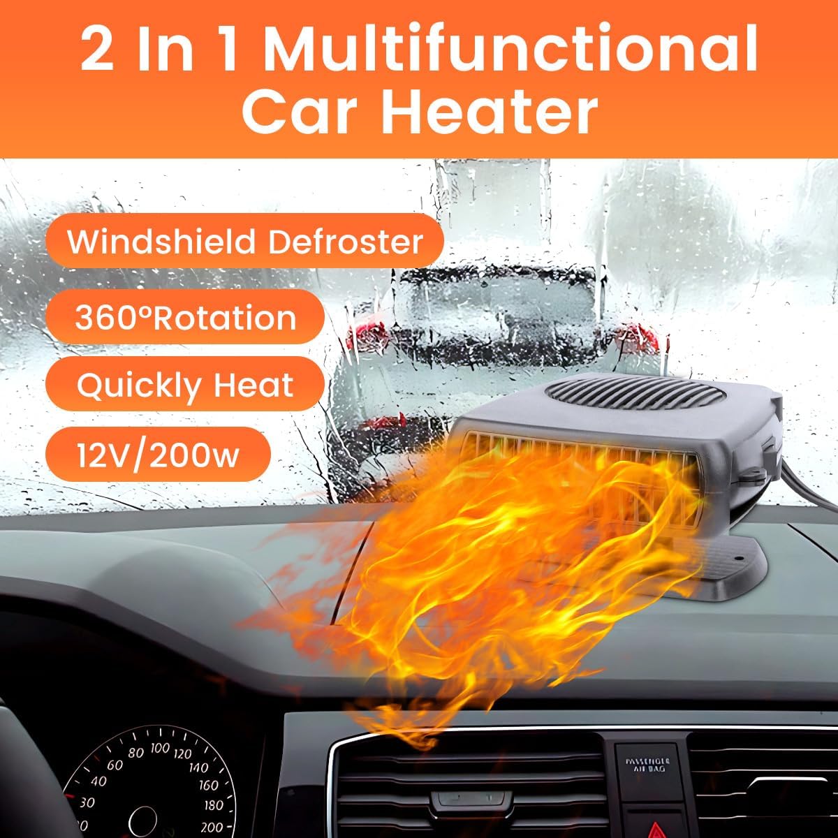 Car Heater Fan 12V 200W Portable Windshield Defogger Defroster Plug-in Cigarette Lighter United States