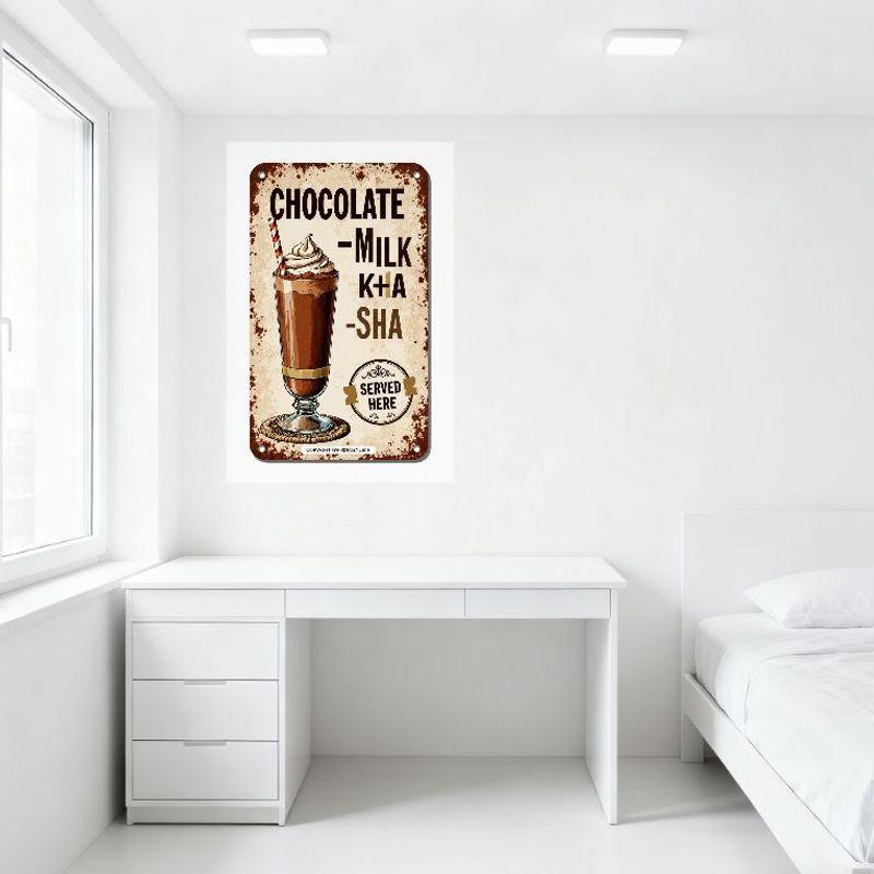 Vintage Metal Tin Sign Chocolate Milkshake Frappe with Whipped Cream Retro Wall Decor for Café Dessert Shop Man Cave Home Art