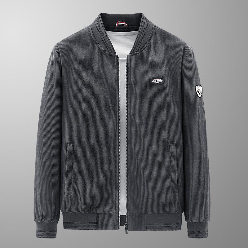 Nouvelle veste en velours côtelé pour hommes, vêtements de printemps et d'automne, col montant, rétro, décontracté, polyvalent, tendance, manteau pour hommes d'âge moyen