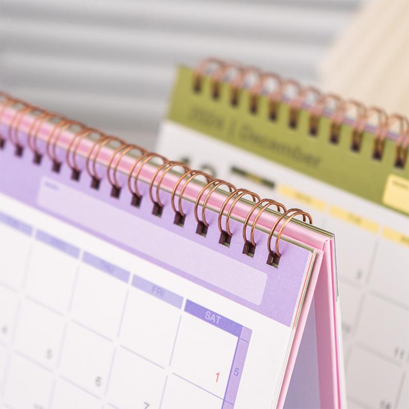 Small Desk Calendar 2024-2025, Standing Flip Desktop Calendar From 2024 To 2025 - Metal Ring Twin-Wire Binding Desktop Calendar