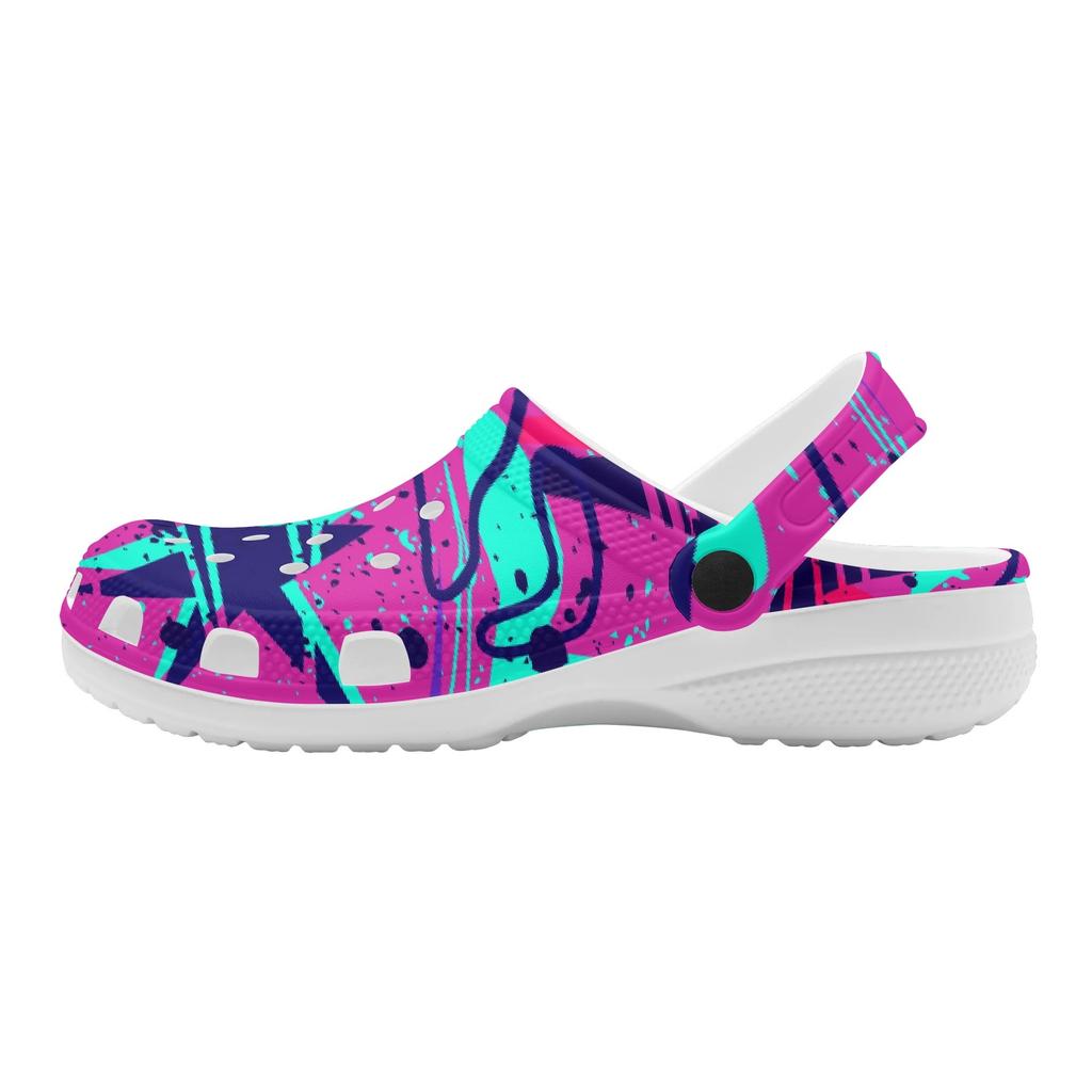 Unisex EVA Garden Shoes Color Printed Lightweight Breathable Slip On Clogs Beach Pool Bathroom Home Summer Wear Soft Comfort