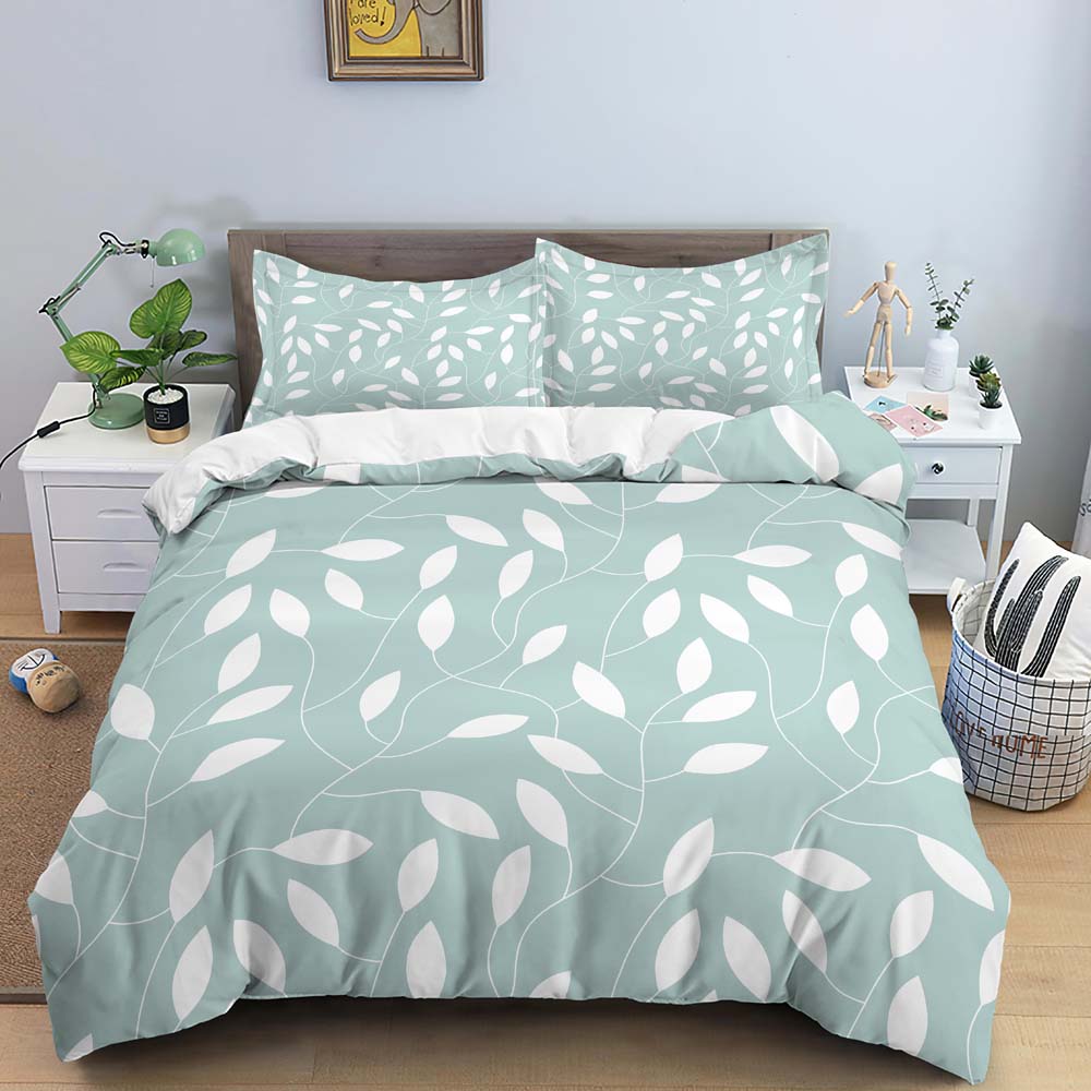 Flower Leaves Duvet Cover Set Fashion Pattern Print Polyester Comforter Covers with Pillow Case King Queen Twin Size Bedding Set