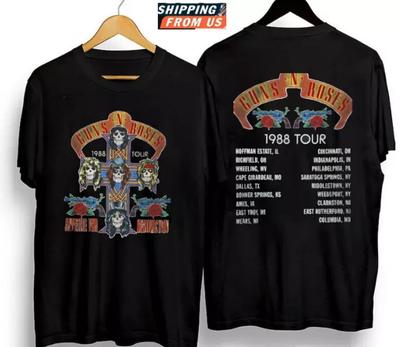 Maglietta Cotone Tour 1988 Vintage Guns N' Roses Top magliette Uomo Donna Uomo Donna Taglie Intere S-4XL
