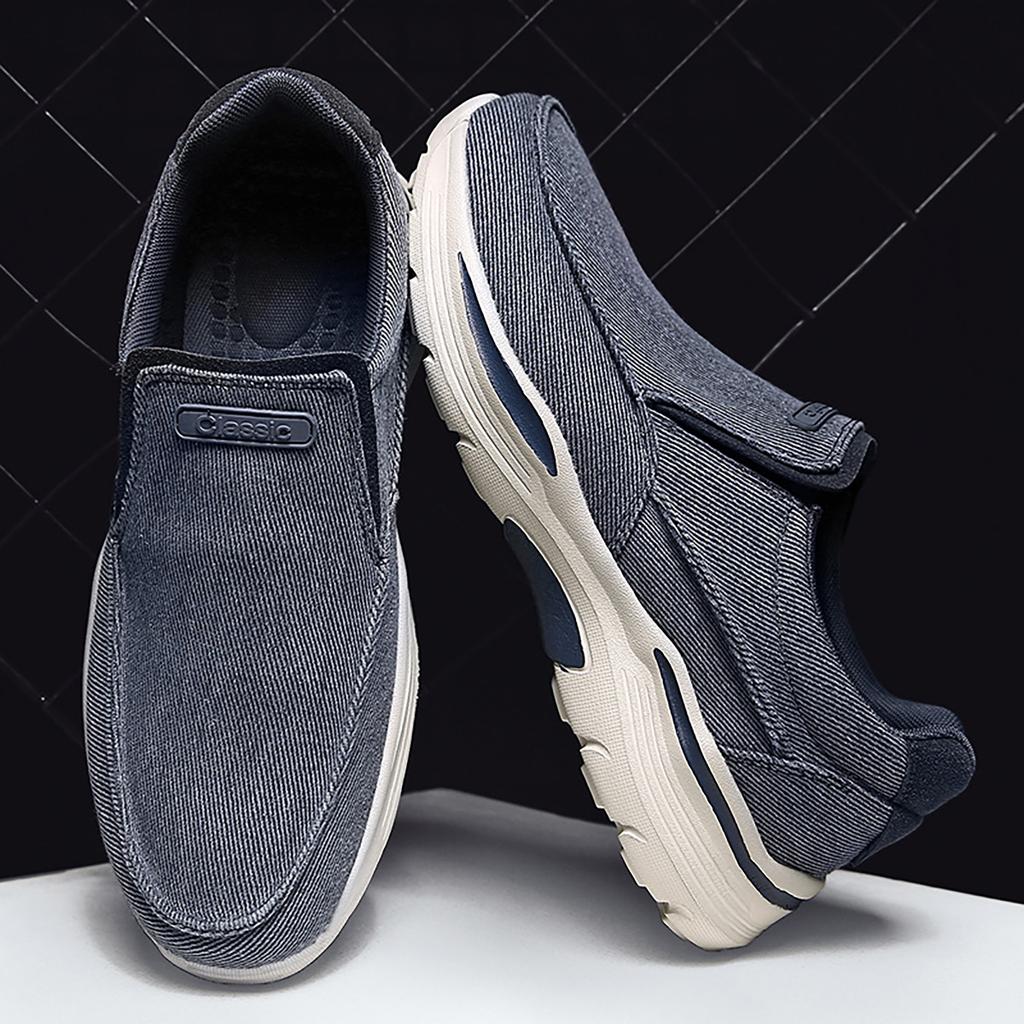 Men's Breathable Casual Canvas Slip Shoes Comfort Slip-on Loafer Soft Loafers Men Sneakers Lightweight Driving Boat Flats Shoes