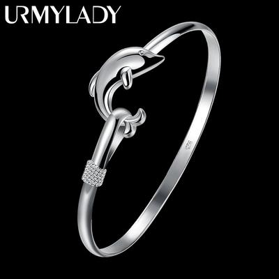 925 Sterlingsilber Armbänder für Damen Feines Niedliches Delfin Armreif Verstellbarer Schmuck
