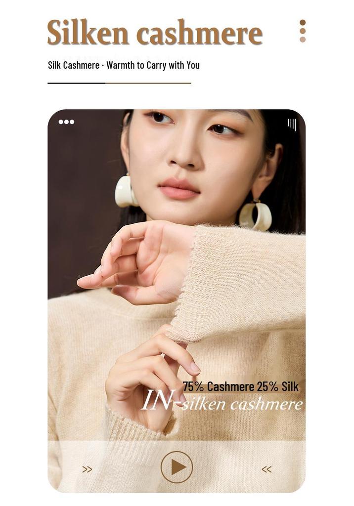 Women's Clearance Cashmere Sweater - Autumn/Winter 2026 Round Neck Silk Pullover, Loose & Comfortable Style