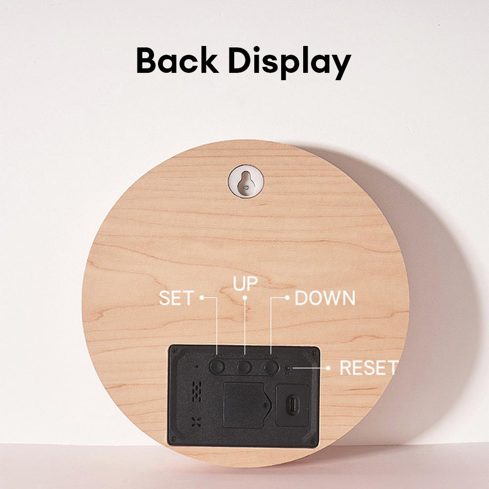 LED Digital Veggklokke Temperatur/Dato/Tid Multifunksjonsvisning Stille Vekkerklokke for Soverom Stue Hengende Klokke