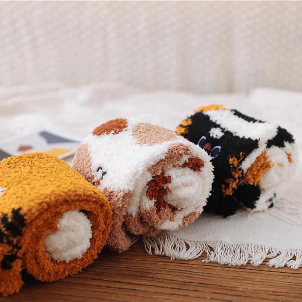 Women Fashion Plush Winter Soft Cat Paw Sleeping Socks Floor Socks Coral velvet socks