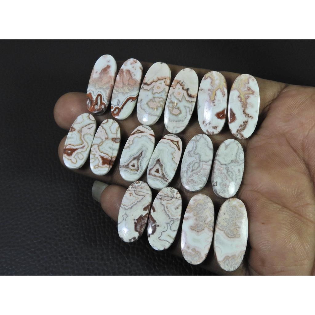 Natural Rosetta Crazy Lace Agate Oval Cabachon Loose Gemstone 08 Pcs Lot C-2611