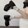 White High-heeled Small Leather Shoes, New French New Shoes In Autumn, Retro Thick-soled Heightened Japanese Muffin Single Shoes