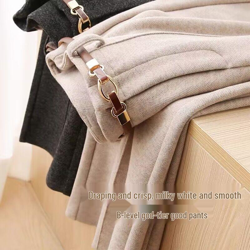 Women's Straight Leg Wool Flannel Trousers: Thick, Warm, and Comfortable for Autumn and Winter.