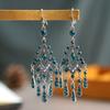 Bohemian Ethnisch Lang Blau Acryl Kristall Wassertropfen Ohrringe für Damen Retro Temperament Geometrisch Hängende Ohrringe Schmuck